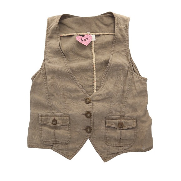 Motherhood Jackets & Blazers - Motherhood Vest Women M Brown Button Front Utility Pocket Cottagecore